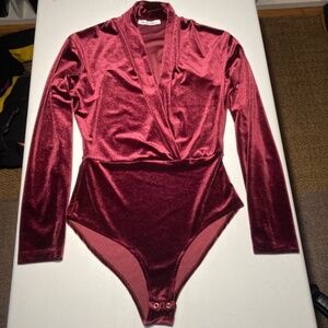 For Love People/ ONE PIECE VELVET BODY/VELOUR RER/BURGUNDY / LONG SLEEVE SIZE  L